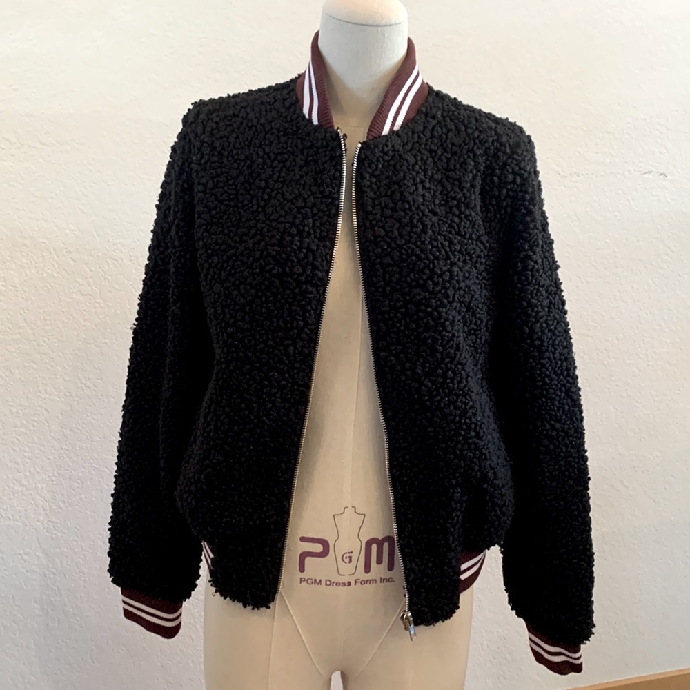 Forever 21 teddy varsity jacket